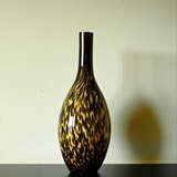 VASE IN YELLOW AND BROWN COLOURED GLASS